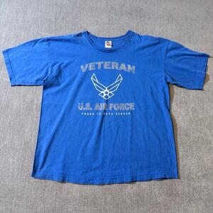Bayside Mens US Air Force Veteran Graphic T-Shirt Blue XL Made in USA H3‎ 31
